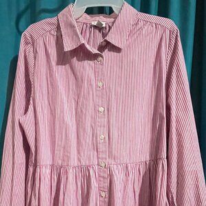 J.Crew Pink Stripe Button Front Dress-Size 14